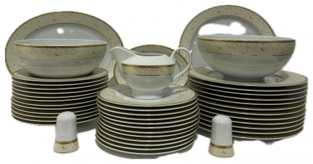 Serviciu de Masa pentru 12 Persoane, 44 piese rotund, Apulum, crengute margine aurie [3]