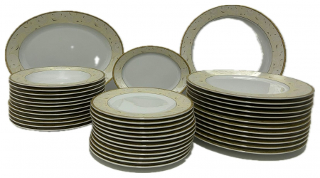 Serviciu de Masa pentru 12 Persoane, 44 piese rotund, Apulum, crengute margine aurie [5]