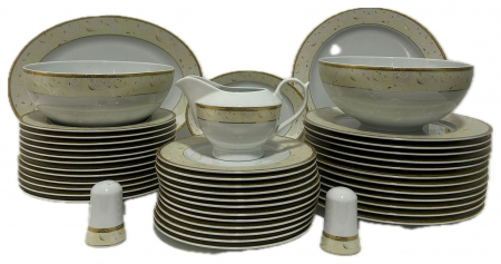 Serviciu de Masa pentru 12 Persoane, 44 piese rotund, Apulum, crengute margine aurie [4]
