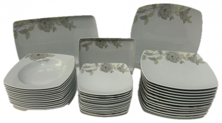 Serviciu de Masa pentru 12 Persoane, 44 piese rotund, Apulum, floare gri [2]