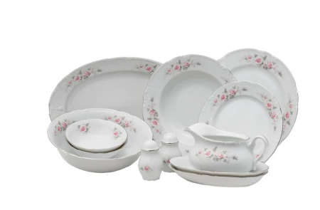 Servicii de masa - Serviciu masa portelan 12 persoane (45 piese), CONSTANCE decor FLORAL - CSSM-45