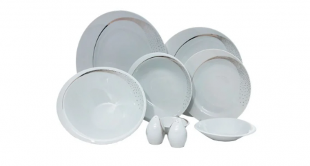 Servicii de masa - Serviciu masa portelan, FUTURE PLATINUM, decor platina 12 persoane, 44 piese - FPSM 44