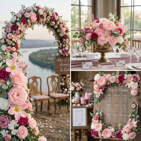 Set 30 Flori Artificiale, Trandafiri Roz Vechi, pentru Buchete de Nunta, Aranjamente Florale, Centre de Masa si Decoratiuni DIY [1]