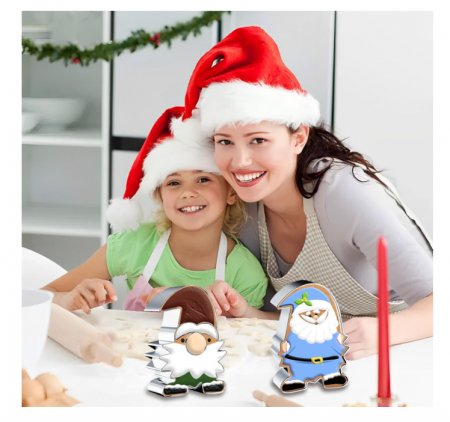 Set 2 forme biscuiți Moș Crăciun – decupătoare inox Crăciun – 8 cm – pentru fursecuri și fondant [5]