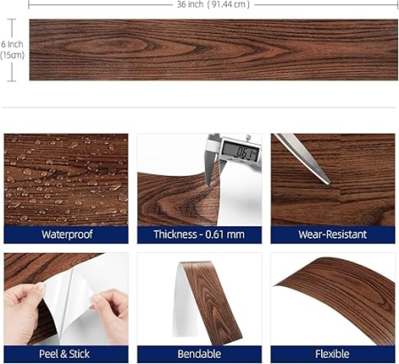 Set 15 autocolante podea efect lemn, 90 x 15 cm, PVC retro, placi autoadezive vinil pentru baie, bucatarie si living [5]