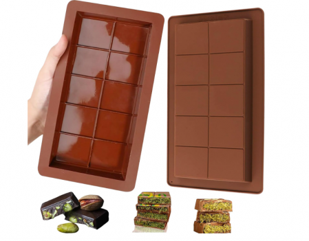 Bucatarie & Servire masa - Set 2 forme silicon tablete de ciocolata – anti‑aderent, alimentare, rezistente la căldură (-40 °C până la +230 °C)