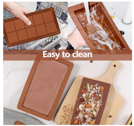 Set 2 forme silicon tablete de ciocolata – anti‑aderent, alimentare, rezistente la căldură (-40 °C până la +230 °C) [3]