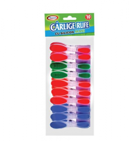 Accesorii uscatoare rufe - Set carlige de rufe Silicon Maxi 10/Set, Misavan, multicolore - 2715