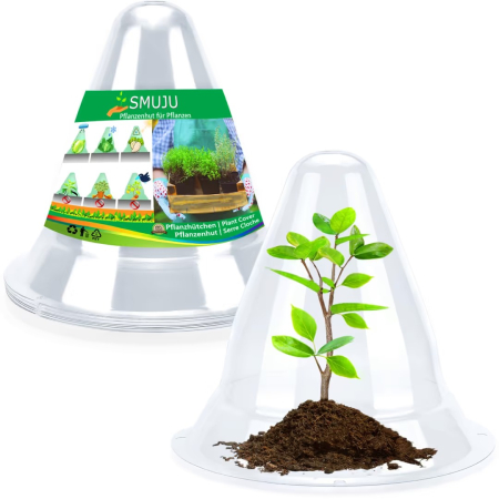 Accesorii pentru gradina - Capace de Protectie pentru Plante, Set 36 Bucati, Transparent, Diametru 20 cm, Protectie Impotriva Melcilor, Pasarilor, Inghetului si Intemperiilor