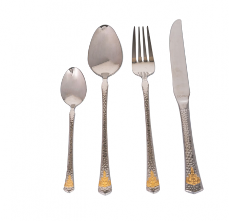 Set 24 tacamuri cu model, stainless stell, auriu, lucios, pentru 6 persoane, RAWI-24GF [4]