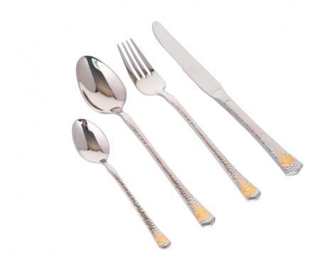 Set 24 tacamuri cu model, stainless stell, auriu, lucios, pentru 6 persoane, RAWI-24GF [1]