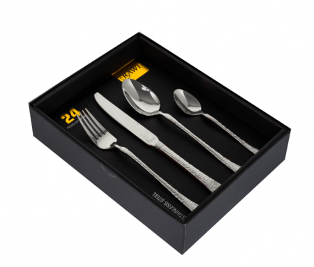Tacamuri si seturi - Set 24 tacamuri cu model, stainless stell, pentru 6 persoane, RAWI-24MF