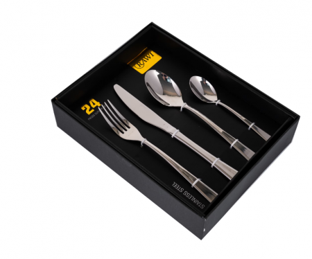 Set 24 tacamuri cu model, stainless stell, pentru 6 persoane, RAWI-24M3 [1]