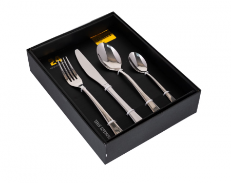Tacamuri si seturi - Set 24 tacamuri cu model, stainless stell, pentru 6 persoane, RAWI-24M3