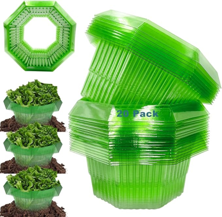 Bricolaj - Set 20 inele protectie melci Sunshine Smile, coliere plastic pentru plante de gradina