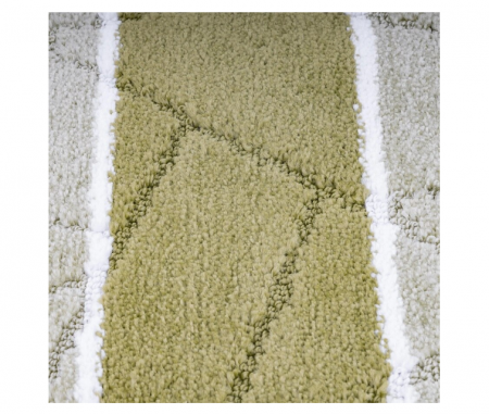 Set 3 covorase baie, NOVA HOME, Poliester, Verde inchis, cu dungi, 80x50cm, 50x40cm [3]