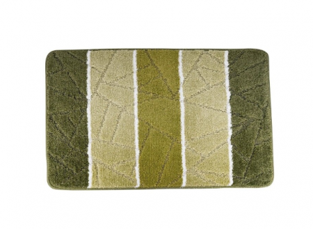 Set 3 covorase baie, NOVA HOME, Poliester, Verde inchis, cu dungi, 80x50cm, 50x40cm [1]