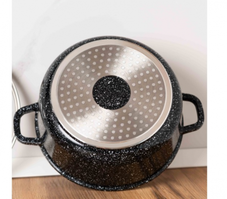 Set 8 piese cratite cu capace sticla, 20/24/28 cm, 2.3l/4.5l/6.5l, aluminiu turnat si invelis marmorat interior/exterior [6]