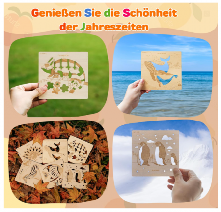 Joc Montessori din lemn cu șireturi și modele de animale – puzzle educativ pentru copii, dezvoltare motricitate fină [5]