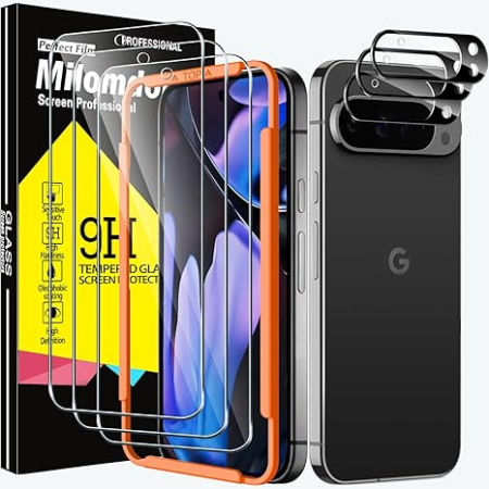 Birotica - Set 3 folii de protectie pentru ecran Google Pixel 9 Pro XL + 3 protectii lentile camera, sticla temperata 9H+, instalare usoara, compatibil cu huse