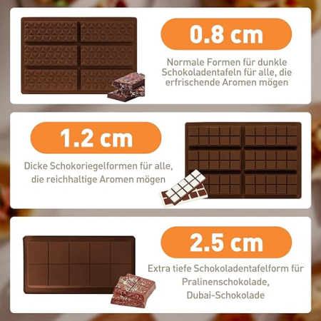 Set  3 Pieces Silicone Chocolate Molds with Pouch and Spatula, 100 Pcs Non-Stick Silicone Chocolate Bar Moulds Silicone Mould [2]