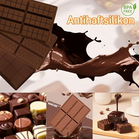 Set  3 Pieces Silicone Chocolate Molds with Pouch and Spatula, 100 Pcs Non-Stick Silicone Chocolate Bar Moulds Silicone Mould [1]