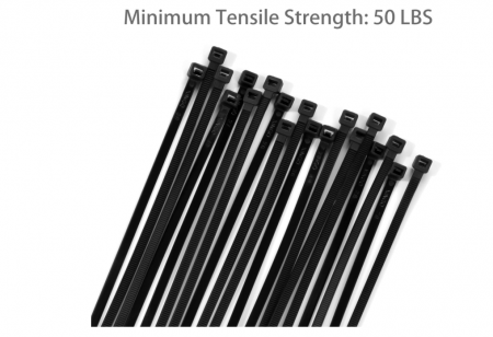 Set 50 bride cablu heavy‑duty – 45 cm, rezistență 23 kg, auto-blocante UV, negru, indoor/outdoor [1]