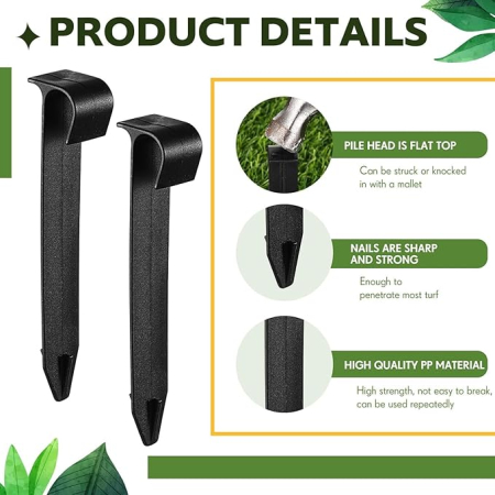 Set 60 ancore fixare furtun gradina, ground mounting anchor, compatibil 3/4 inch, pentru sistem irigare, gazon si terasa, negru [5]