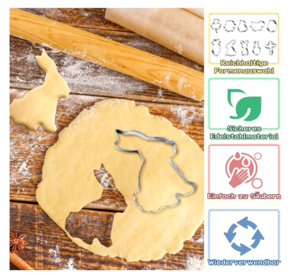 Set 10 decupătoare biscuiți Paște – inox alimentar, diverse forme (iepure, miel, floare, morcov, pui) [2]