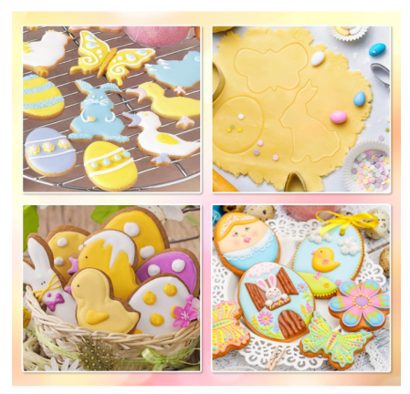 Set 10 decupătoare biscuiți Paște – inox alimentar, diverse forme (iepure, miel, floare, morcov, pui) [6]