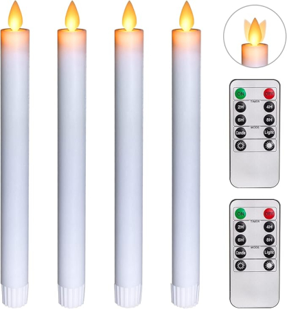 Set 4 lumânări LED tip candelă, cu flacără „dansantă”, alimentate cu baterii, cu telecomandă și temporizator, decor Crăciun & Halloween [0]