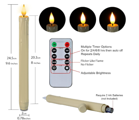 AMAGIC 6 piese lumânări conice LED ivory cu telecomandă, lumânări de masă fără flacără, lumânări LED cu baterii, lumină 3D cu fitil, caldă [4]
