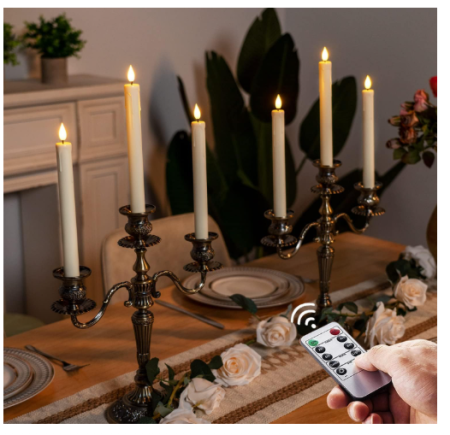 Vaze si boluri decorative - AMAGIC 6 piese lumânări conice LED ivory cu telecomandă, lumânări de masă fără flacără, lumânări LED cu baterii, lumină 3D cu fitil, caldă