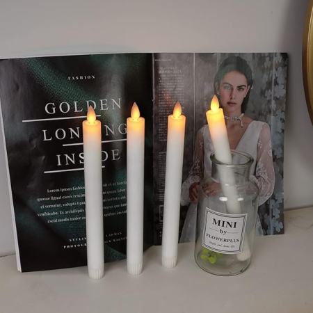 Set 4 lumânări LED tip candelă, cu flacără „dansantă”, alimentate cu baterii, cu telecomandă și temporizator, decor Crăciun & Halloween [2]