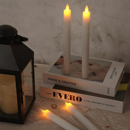 Set 4 lumânări LED tip candelă, cu flacără „dansantă”, alimentate cu baterii, cu telecomandă și temporizator, decor Crăciun & Halloween [4]