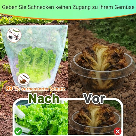 Set 25 bucati + 25 plase, inele transparente anti-lumaca, protectie pentru salata si varza, coliere impotriva melcilor si altor daunatori [1]