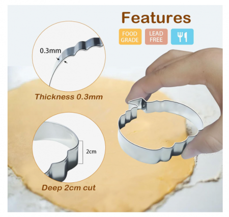 Set 8 forme biscuiti inox toamnă – veveriță, ghindă, dovleac, trei frunze – cookie cutters pentru Halloween/Thanksgiving [1]