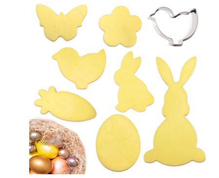 Set 8 decupatoare biscuiți Paște – inox alimentar, modele mari de iepuraș (12,7 cm), care se târâie (8 cm) [2]