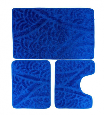 Set covoras de baie 3 piese, polipropilena, 100x60, 60x50, 40x60, Albastru inchis [0]
