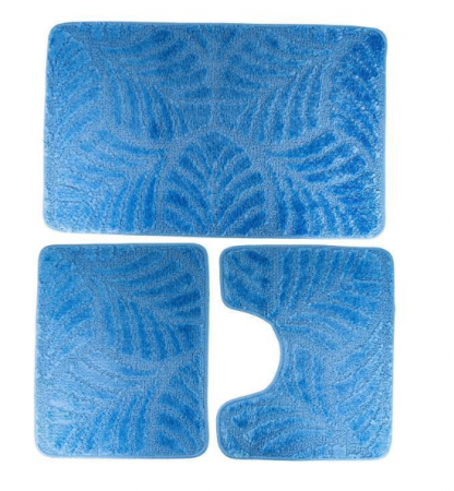 Set covoras de baie 3 piese, polipropilena, 100x60, 60x50, 40x60, Albastru Deschis [0]
