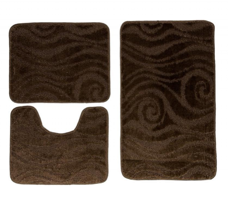 Set covoras de baie 3 piese, polipropilena, 100x60, 60x50, 40x60, Maro [0]