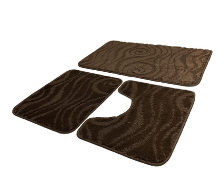 Set covoras de baie 3 piese, polipropilena, 100x60, 60x50, 40x60, Maro [1]