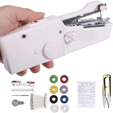 Incaltaminte - Mini masina de cusut portabila electrica, compacta, pentru reparatii rapide si DIY, ideala pentru haine, perdele si calatorii, alba