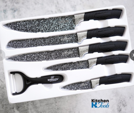 Set cutite 6 piese Bohmann- in cutie magnetica cu maner soft touch si insertie argintie [1]