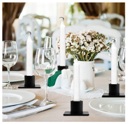 Suporturi Lumânări Negre Tip Staf – Set de 4, Metalice, Design Vintage [1]