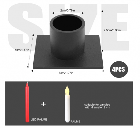 Suporturi Lumânări Negre Tip Staf – Set de 4, Metalice, Design Vintage [2]