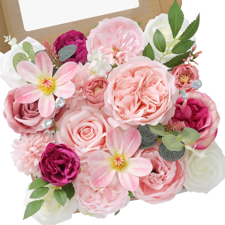 Lichidare Stoc - Set 30 Flori Artificiale, Trandafiri Roz Vechi, pentru Buchete de Nunta, Aranjamente Florale, Centre de Masa si Decoratiuni DIY
