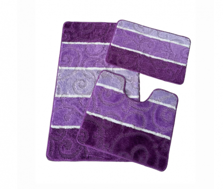 Set de 3 covorase de baie mari, Nova Home, mov dungi, 50x80, 50x40, 50x39 [0]