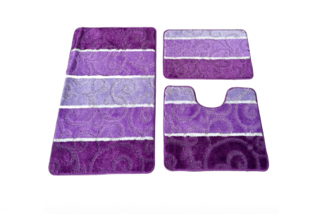 Set de 3 covorase de baie mari, Nova Home, mov dungi, 50x80, 50x40, 50x39 [4]