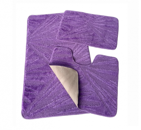 Set covoras de baie 3 piese, polipropilena, 100x60, 60x50, 40x60, Mov [1]